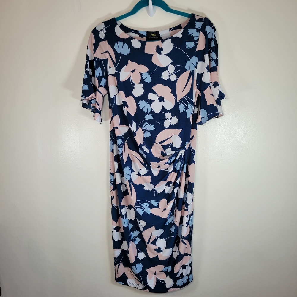 Taylor For A Pea In the Pod Navy Floral Maternity Dress M